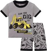 Little Boys Short Set Pajamas for Boys 100% Cotton Toddler Train Dinosaur Sleepwear Summer Clothes Size 2-7T